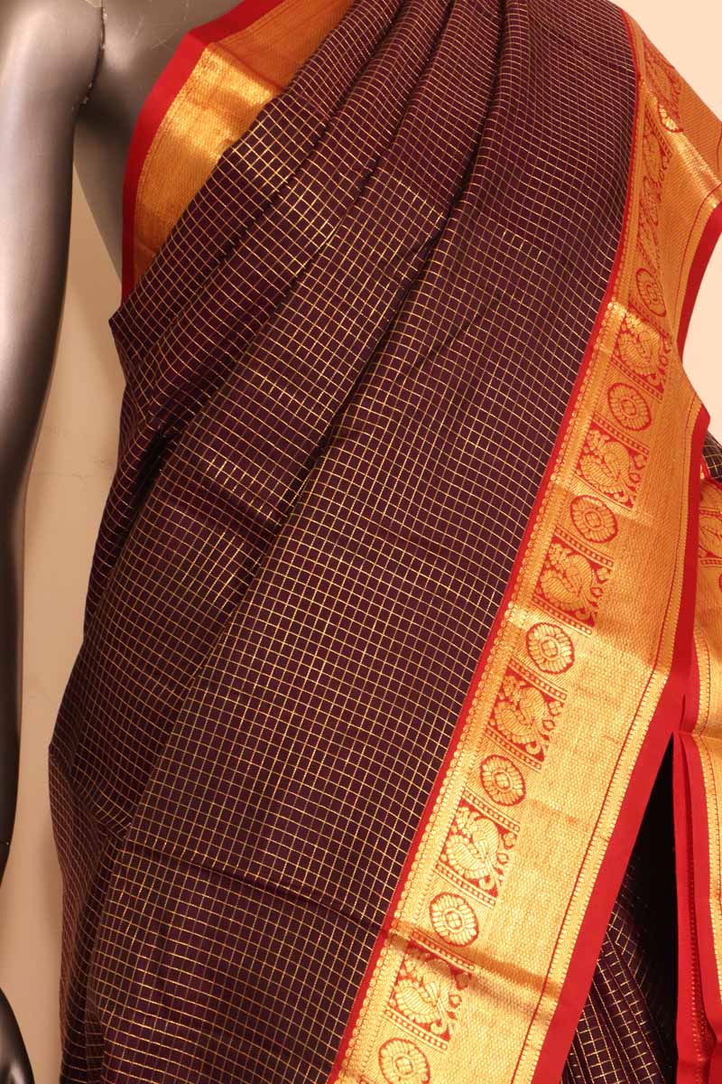 Traditional Zari Checks Kanjeevaram Silk Saree